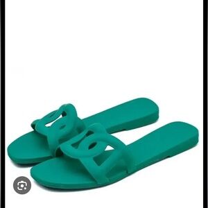 Yamamay Teal Slide Sandals for Women
